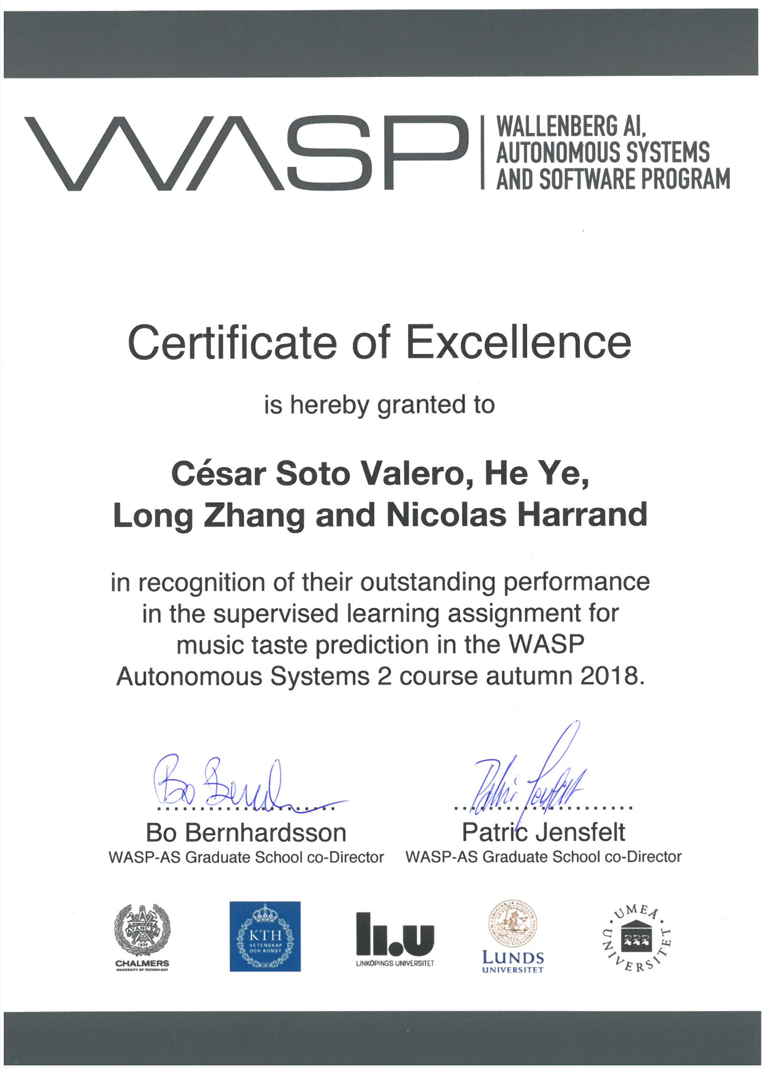 WASP Certificate Of Excellence