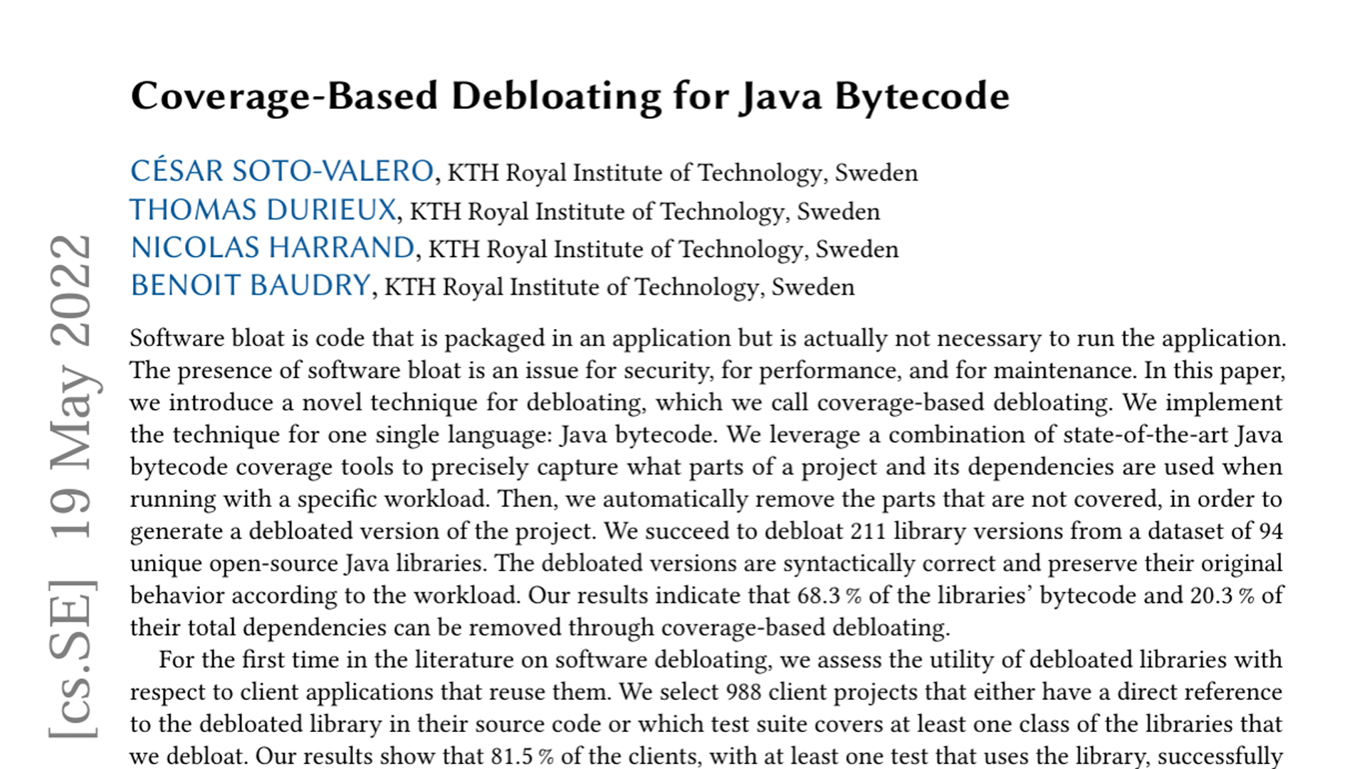Coverage-Based Debloating for Java Bytecode